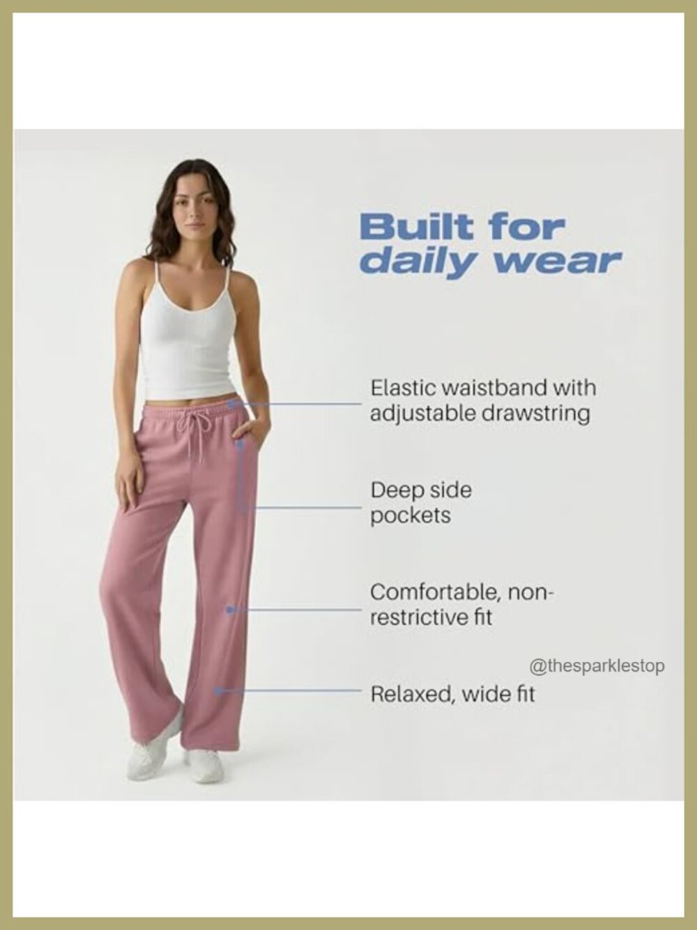 3 Pack Wide Leg Fleece Sweatpants for Women, Deep Pockets, Drawstring Waist, - Picture 2 of 6